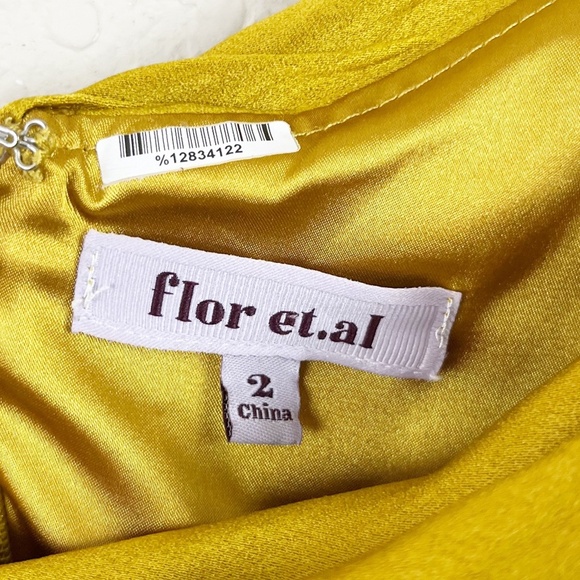 Flor et.al One Sleeve Gold High Low Gown Dress Size 2 - Picture 4 of 7